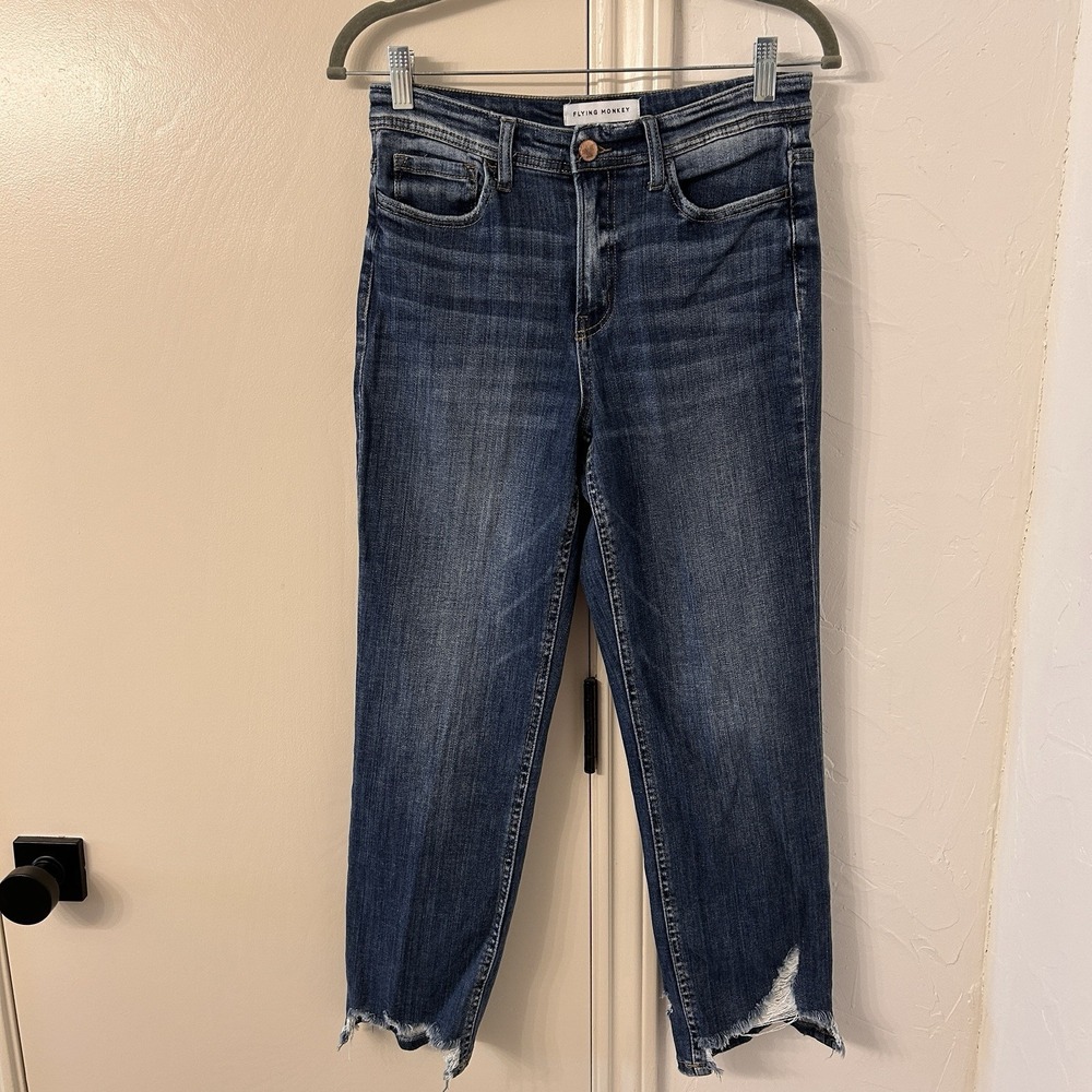 Flying Monkey Women's Distressed Tapered Leg Blue  Jeans - Size 27